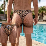 Cheeky Swim Trunks Au Naturel print, front and back